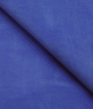 Arvind Blue Classic Pin Striped Stretchable Unstitched Corduroy Trouser Fabric
