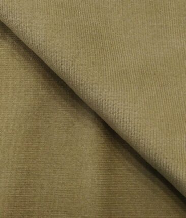 Arvind Cream Classic Pin Striped Stretchable Unstitched Corduroy Trouser Fabric