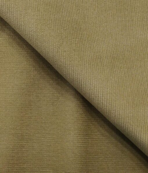 Arvind Cream Classic Pin Striped Stretchable Unstitched Corduroy Trouser Fabric - Image 1