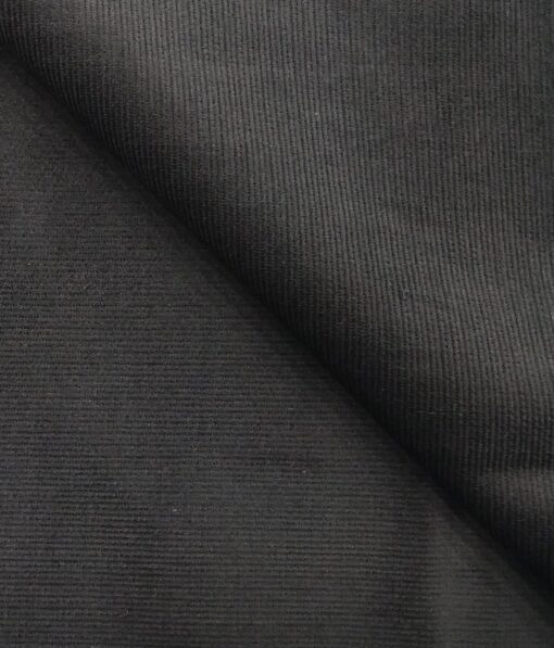 Arvind Dark Grey Classic Pin Striped Stretchable Unstitched Corduroy Trouser Fabric - Image 1