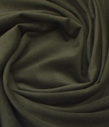 Arvind Olive Green Unstitched Stretchable Corduroy Trouser Fabric - Image 2