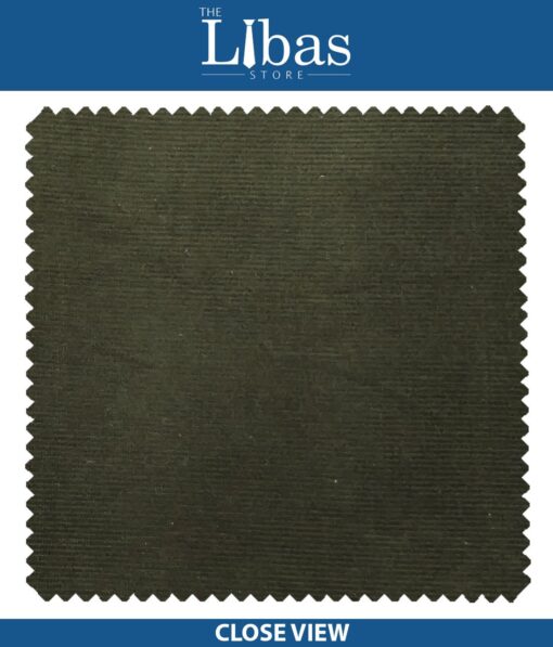 Arvind Olive Green Unstitched Stretchable Corduroy Trouser Fabric - Image 4