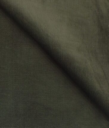 Arvind Olive Green Unstitched Stretchable Corduroy Trouser Fabric