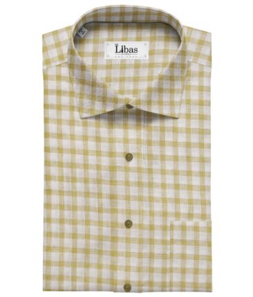 Arvind Off White 100% Irish Linen 60 LEA Brown Checks Shirt Fabric (1.60 M)