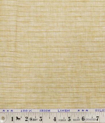 Arvind Oat Beige 100% Irish Linen 60 LEA Brown Striped Shirt Fabric (1.60 M)