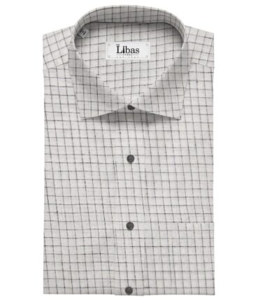 Arvind White 100% Irish Linen 60 LEA Grey Checks Shirt Fabric (1.60 M)