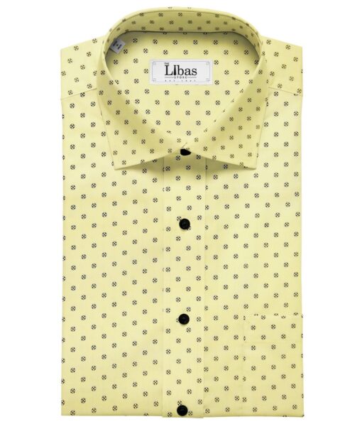 Arvind Lemon Yellow 100% Premium Cotton Printed Shirt Fabric (1.60 M)