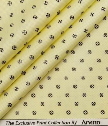 Arvind Lemon Yellow 100% Premium Cotton Printed Shirt Fabric (1.60 M)