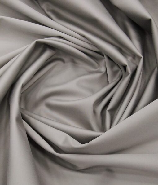 Ankur by Arvind Light Grey Solid Cotton Lycra Stretchable Trouser Fabric (Unstitched - 1.40 Mtr)