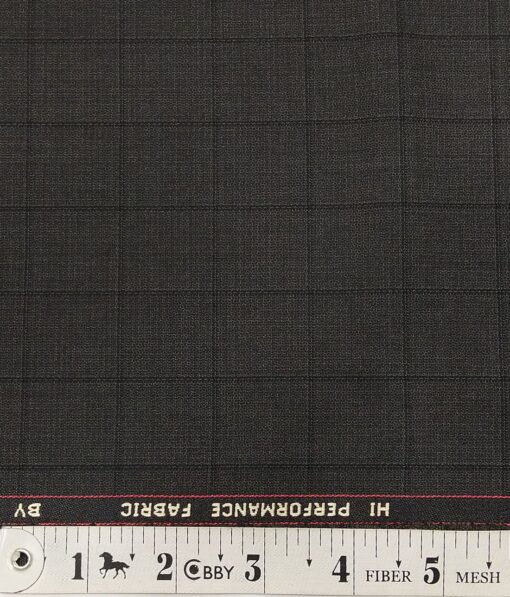 Georgia Gulini Dark Grey Self Checks Poly Viscose Unstitched Fabric (1.25 Mtr) For Trouser