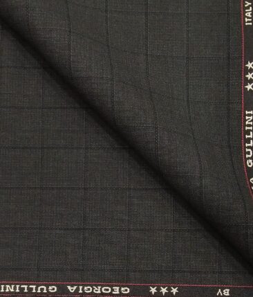 Georgia Gulini Dark Grey Self Checks Poly Viscose Unstitched Fabric (1.25 Mtr) For Trouser