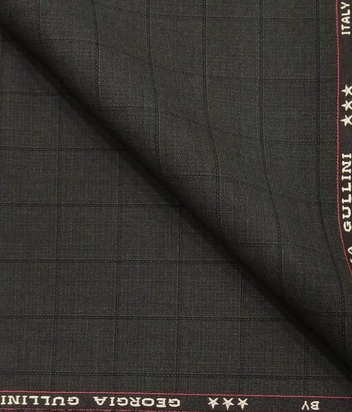 Georgia Gulini Dark Grey Self Checks Poly Viscose Unstitched Fabric (1.25 Mtr) For Trouser