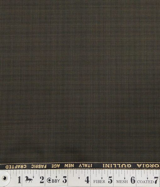 Georgia Gulini Greenish Brown Self Design Poly Viscose Unstitched Fabric (1.25 Mtr) For Trouser