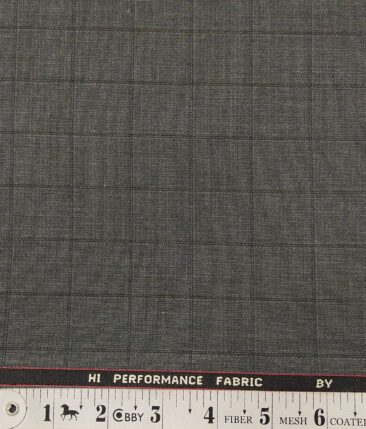 Georgia Gulini Light Grey Self Checks Poly Viscose Unstitched Fabric (1.25 Mtr) For Trouser