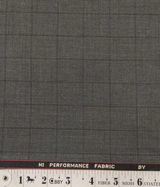 Georgia Gulini Light Grey Self Checks Poly Viscose Unstitched Fabric (1.25 Mtr) For Trouser