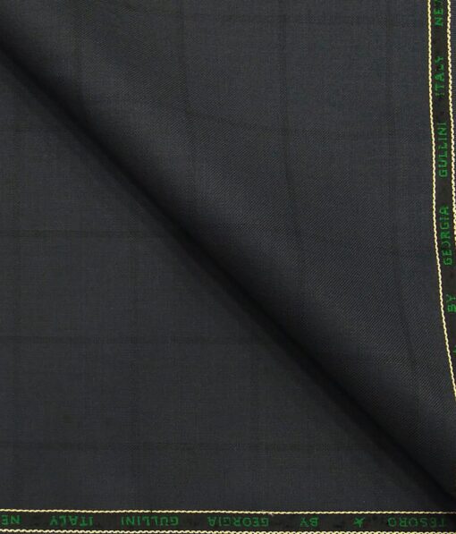 Georgia Gulini Pebble Grey Checks Poly Viscose Unstitched Fabric (1.25 Mtr) For Trouser