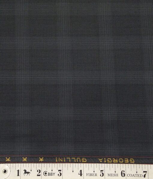 Georgia Gulini Dark Grey Broad Checks Poly Viscose Unstitched Fabric (1.25 Mtr) For Trouser