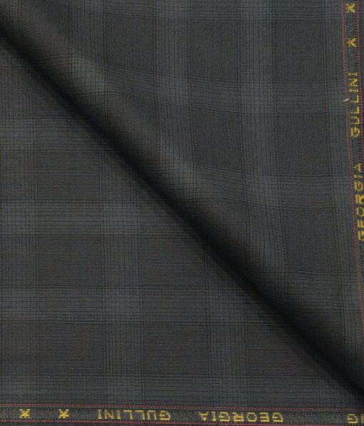 Georgia Gulini Dark Grey Broad Checks Poly Viscose Unstitched Fabric (1.25 Mtr) For Trouser