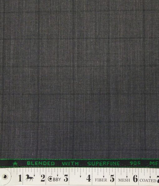 Georgia Gulini Dark Grey Self Checks Super 90's 20% Merino Wool Unstitched Fabric (1.25 Mtr) For Trouser