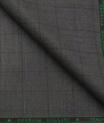 Georgia Gulini Dark Grey Self Checks Super 90's 20% Merino Wool Unstitched Fabric (1.25 Mtr) For Trouser