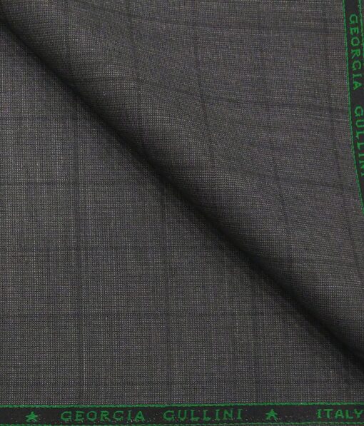 Georgia Gulini Dark Grey Self Checks Super 90's 20% Merino Wool Unstitched Fabric (1.25 Mtr) For Trouser