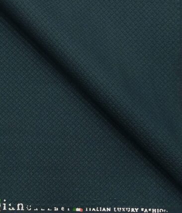 Italian Channel Dark Turquoise Green Structured Terry Rayon Unstitched Fabric (1.25 Mtr) For Trouser