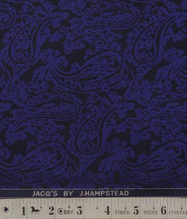J.hampstead by Siyaram's Dark Royal Blue Terry Rayon Jacquard Weave Unstitched Blazer or Tuxedo Fabric (2 M)