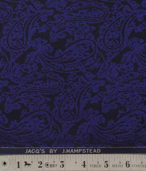 J.hampstead by Siyaram's Dark Royal Blue Terry Rayon Jacquard Weave Unstitched Blazer or Tuxedo Fabric (2 M)