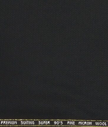 J.Hampstead by Siyaram's Black Structured Super 90's 20% Merino Wool  Unstitched Fabric (1.25 Mtr) For Trouser