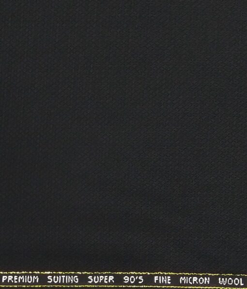 J.Hampstead by Siyaram's Black Structured Super 90's 20% Merino Wool  Unstitched Fabric (1.25 Mtr) For Trouser