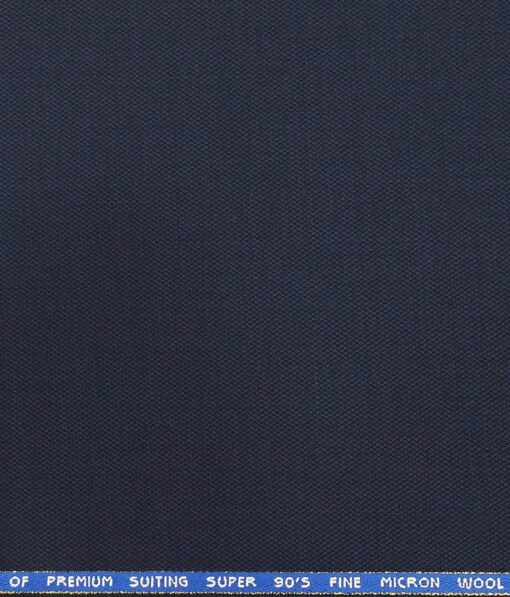 J.Hampstead by Siyaram's Dark Royal Blue Structured Super 90's 20% Merino Wool  Unstitched Fabric (1.25 Mtr) For Trouser