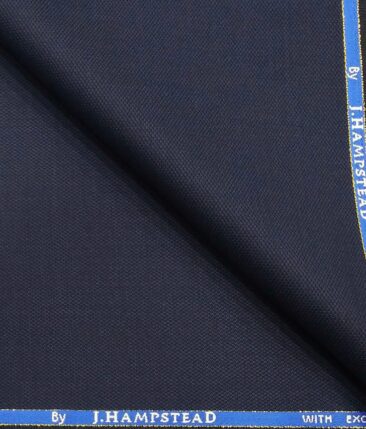 J.Hampstead by Siyaram's Dark Royal Blue Structured Super 90's 20% Merino Wool  Unstitched Fabric (1.25 Mtr) For Trouser