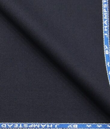 J.Hampstead by Siyaram's Dark Navy Blue Solid Matty 30% Wool  Unstitched Fabric (1.25 Mtr) For Trouser