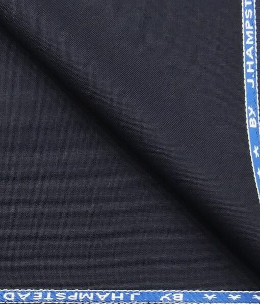 J.Hampstead by Siyaram's Dark Navy Blue Solid Matty 30% Wool  Unstitched Fabric (1.25 Mtr) For Trouser