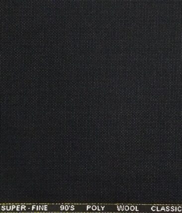 J.Hampstead by Siyaram's Black Structured Super 90's 35% Merino Wool  Unstitched Fabric (1.25 Mtr) For Trouser
