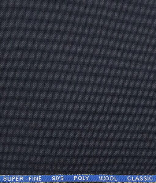 J.Hampstead by Siyaram's Dark Blue Structured Super 90's 35% Merino Wool  Unstitched Fabric (1.25 Mtr) For Trouser