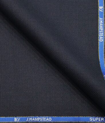J.Hampstead by Siyaram's Dark Blue Structured Super 90's 35% Merino Wool  Unstitched Fabric (1.25 Mtr) For Trouser