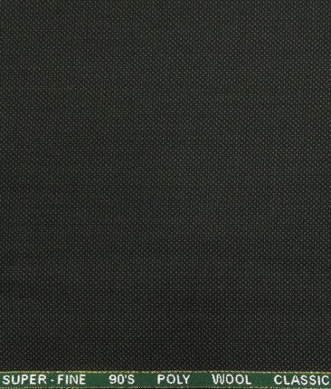 J.Hampstead by Siyaram's Dark Green Structured Super 90's 35% Merino Wool  Unstitched Fabric (1.25 Mtr) For Trouser