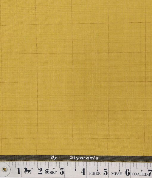 Marconi by Siyaram's Bright Medallion Yellow Checks Poly Viscose Unstitched Fabric (1.25 Mtr) For Trouser