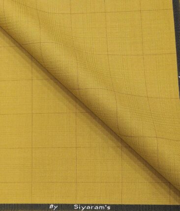 Marconi by Siyaram's Bright Medallion Yellow Checks Poly Viscose Unstitched Fabric (1.25 Mtr) For Trouser