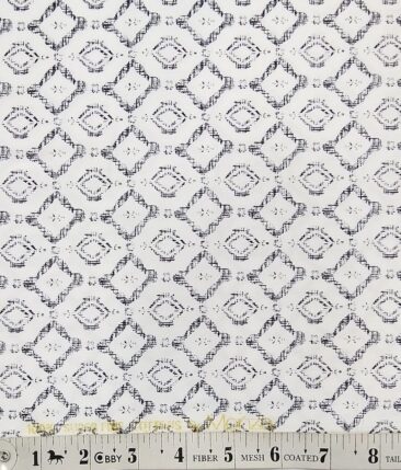Monza White 100% Superfine Cotton Blue Printed Shirt Fabric (1.60 M)