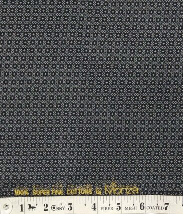 Monza Black 100% Superfine Cotton Grey Printed Shirt Fabric (1.60 M)
