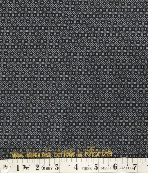 Monza Black 100% Superfine Cotton Grey Printed Shirt Fabric (1.60 M)
