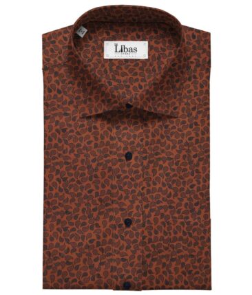 Monza Brick Red 100% Superfine Cotton Dark Blue Printed Shirt Fabric (1.60 M)