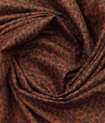 Monza Brick Red 100% Superfine Cotton Dark Blue Printed Shirt Fabric (1.60 M)