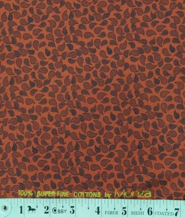Monza Brick Red 100% Superfine Cotton Dark Blue Printed Shirt Fabric (1.60 M)