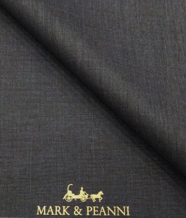 Mark & Peanni Dark Grey Self Design Terry Rayon Unstitched Fabric (1.25 Mtr) For Trouser