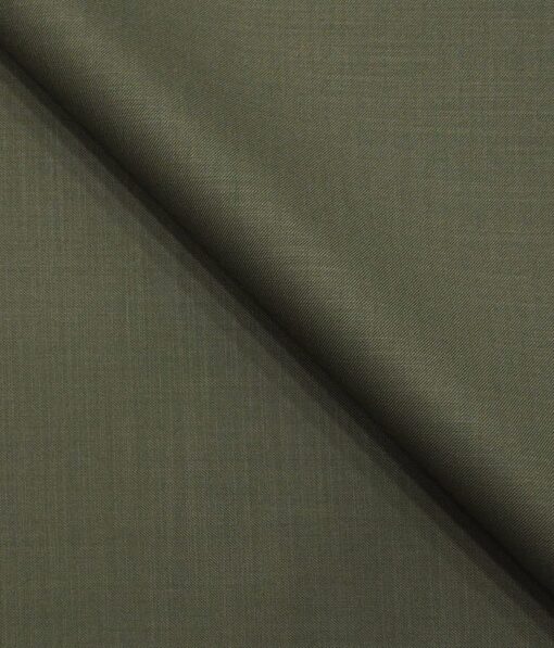 Mark & Peanni Moss Green Solid Terry Rayon Unstitched Fabric (1.25 Mtr) For Trouser