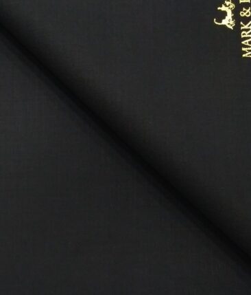 Mark & Peanni Black Solid Terry Rayon Unstitched Fabric (1.25 Mtr) For Trouser