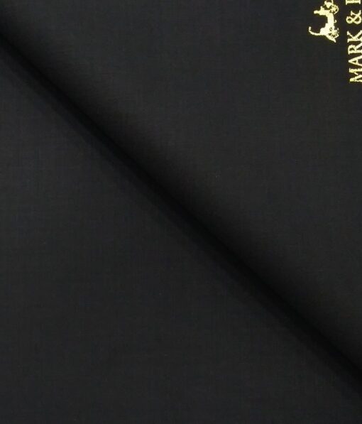 Mark & Peanni Black Solid Terry Rayon Unstitched Fabric (1.25 Mtr) For Trouser